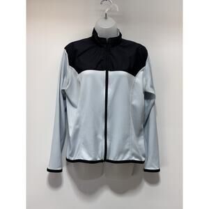 NIKE Sportswear Sherpa Fleece Jacket Girls XL Y2k Vtg Gray ColorBlock Full Zip